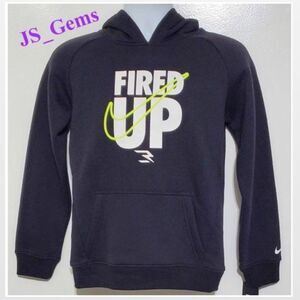 New Nike Athletic Boy Hoodie Black Graphic Print